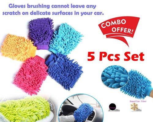 Pack Of 5 Easy Microfiber Car Washing Cleaning Glove