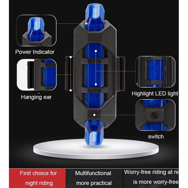 1pc Portable Bicycle Tail Light Safety Rechargeable Night Light