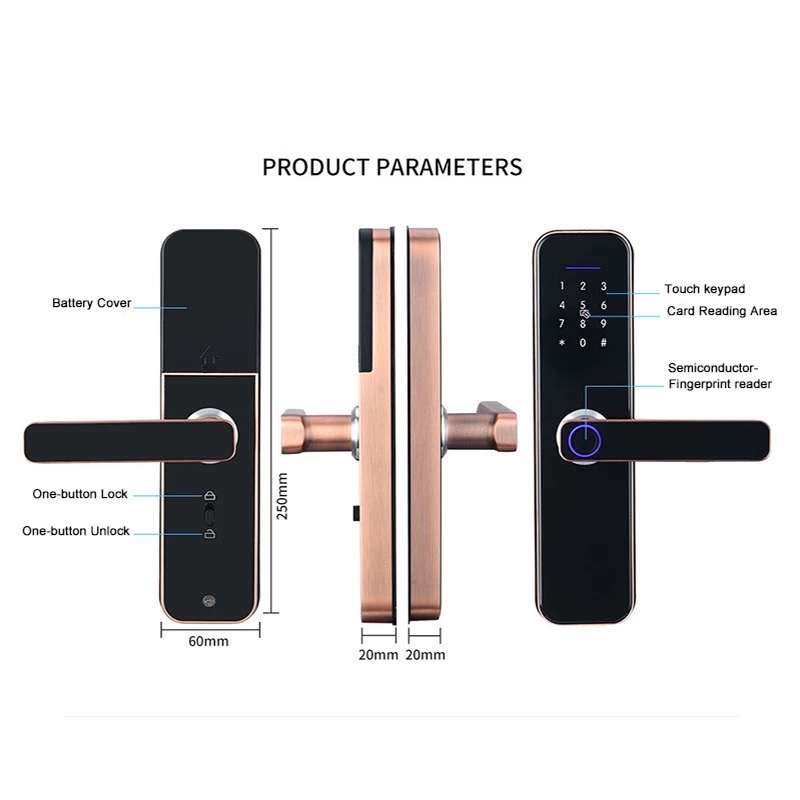 Electronic Smart Door Lock With TTLock App,Security Biometric Fingerprint Intelligent Lock With Passcode RFID