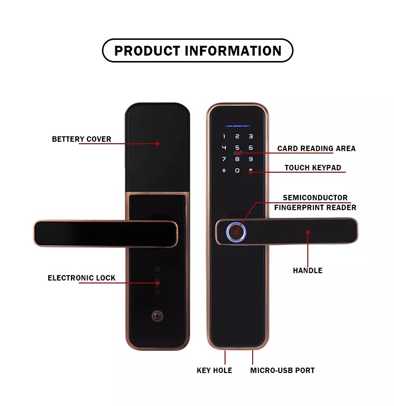 Electronic Smart Door Lock With TTLock App,Security Biometric Fingerprint Intelligent Lock With Passcode RFID