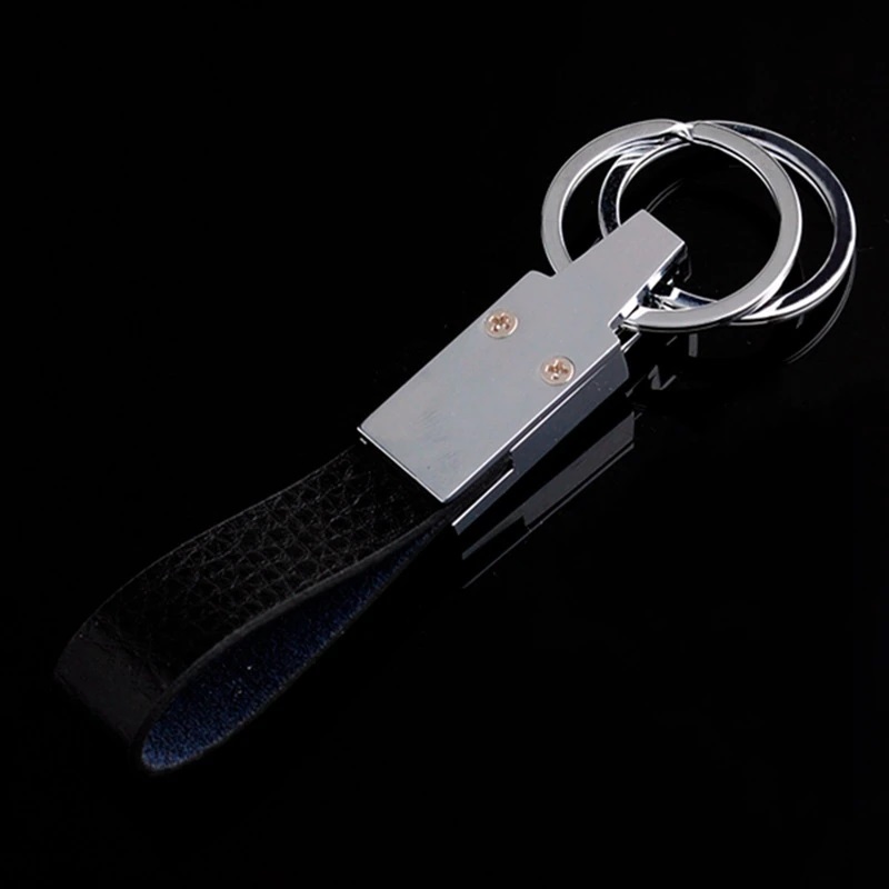 Double Ring Leather Metal Key Chain