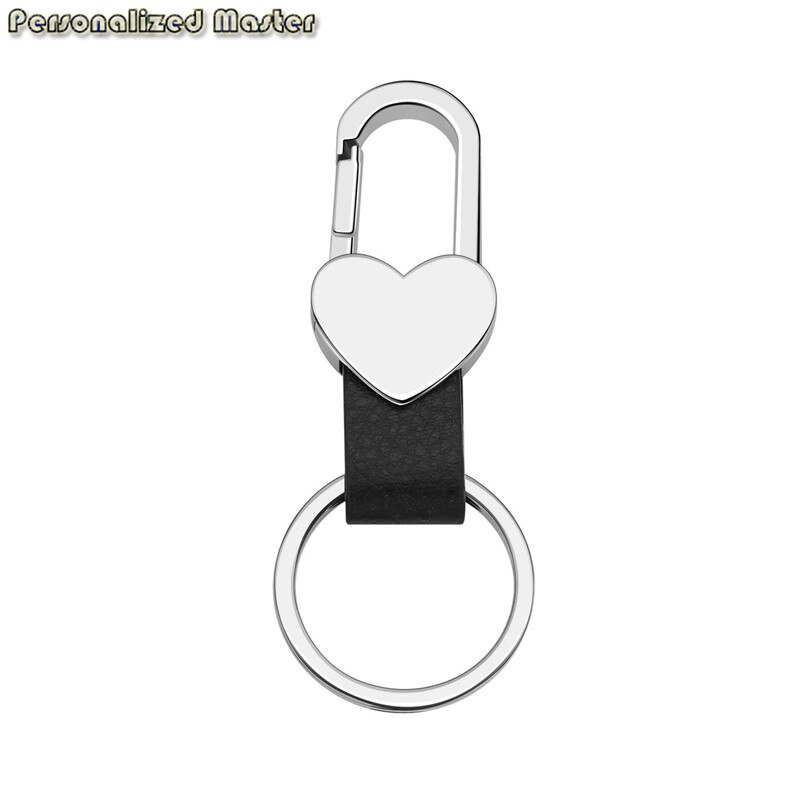 Personalized PU Leather Metal Heart Snap Lock Key Chain