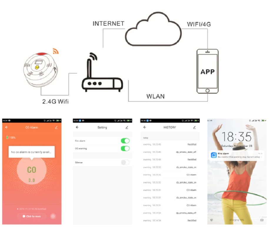 Tuya Carbon Monoxide Smoke Detector WIFI