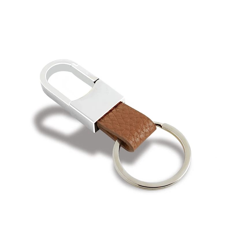 Creative Men's Brown Leather Strap Key Ring