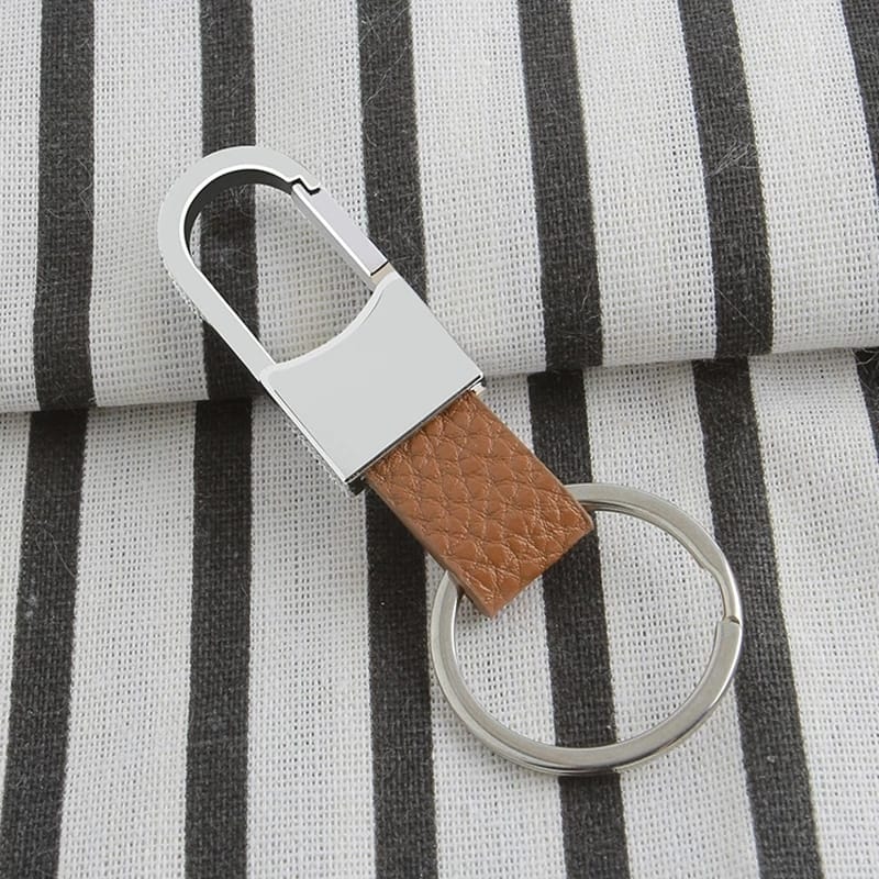 Creative Men's Brown Leather Strap Key Ring