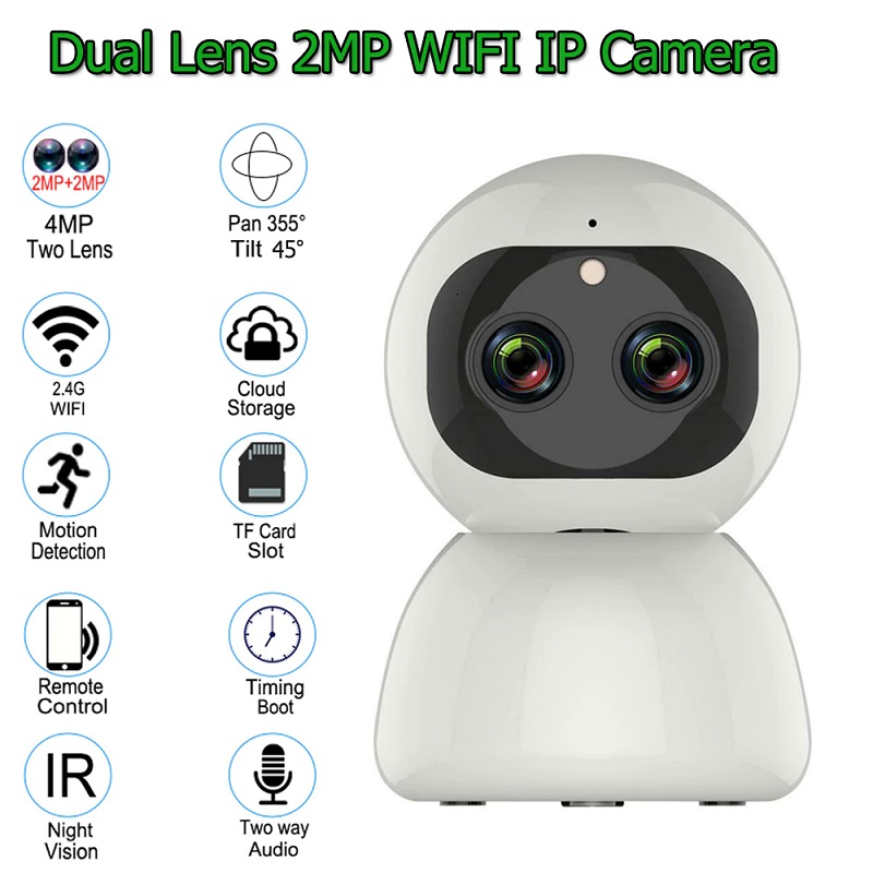 WiFi Dual Lens Indoor Surveillance IP Camera 1080