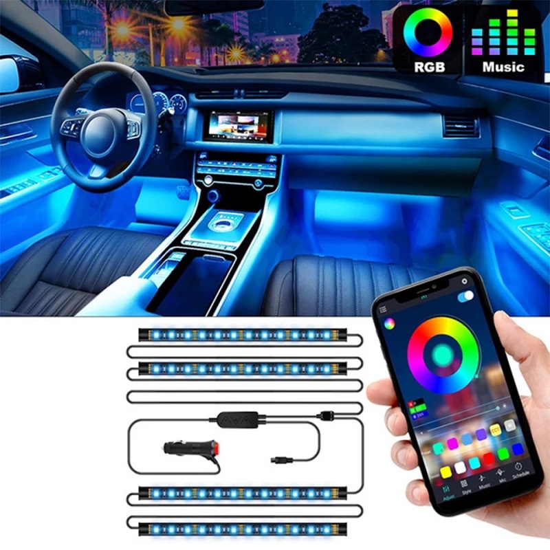 12 LED Bluetooth Phone Control Car Strip Flexible Light