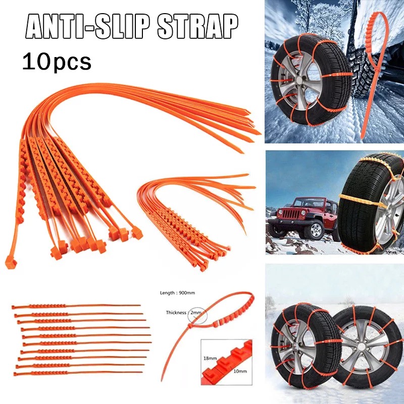 Pack Of 10 Anti-Skid Emergency Snow Wheel Chain