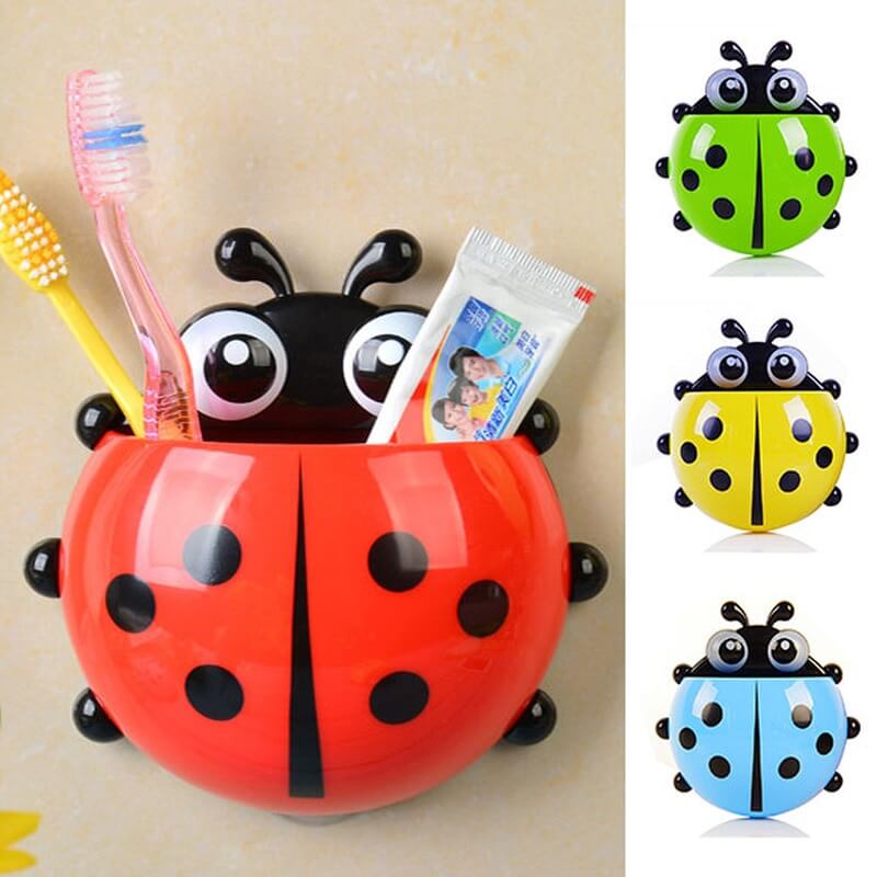 Pack Of 2 Creative Ladybug Toothbrush Holder