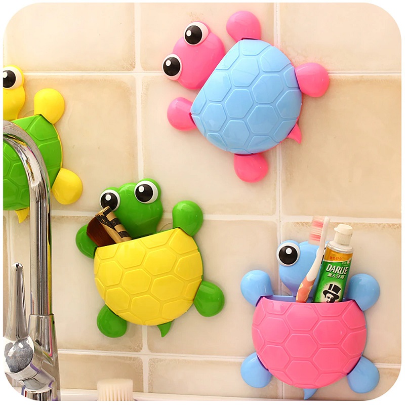 Pack of 2 Turtle Design Wall Suction Cup Toothpaste Holder