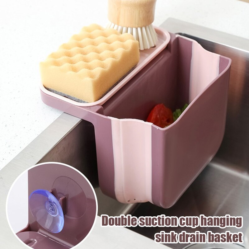 Foldable Double Suction Cup Hanging Sink Drain Basket