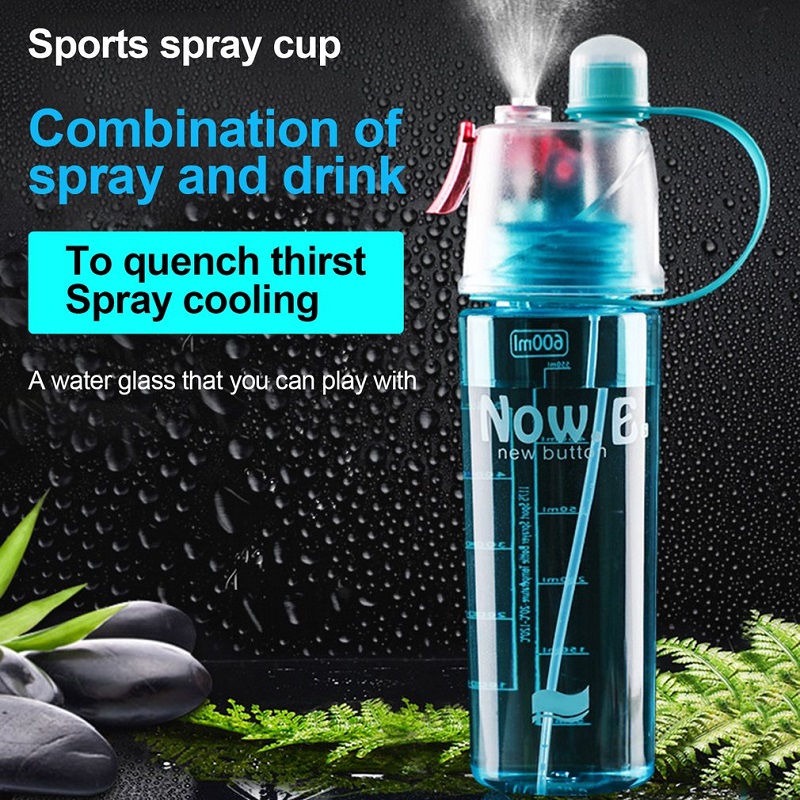 Portable 600Ml Water Bottle With Spray
