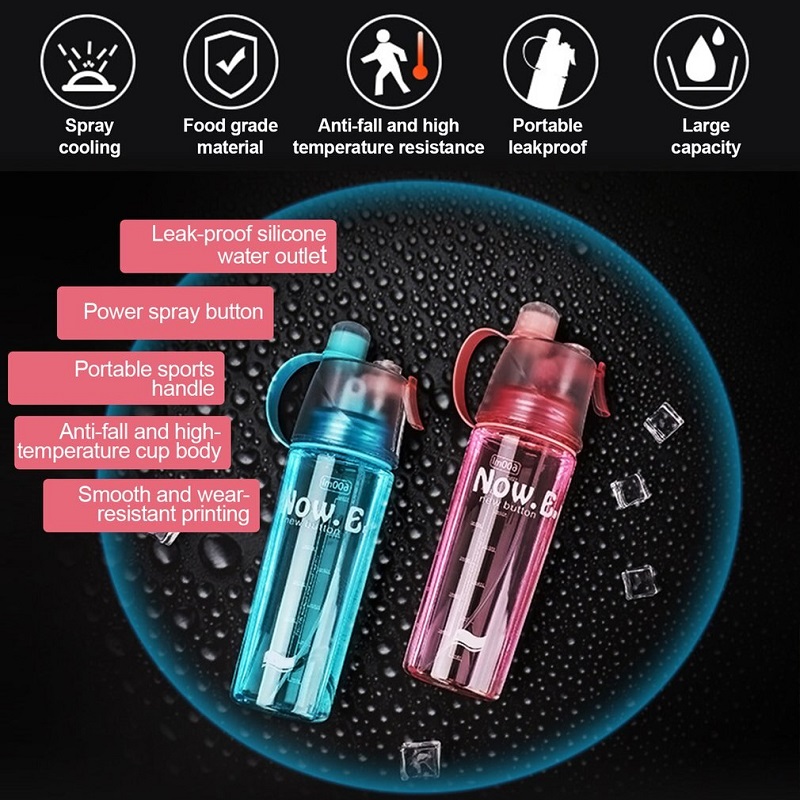Portable 600Ml Water Bottle With Spray