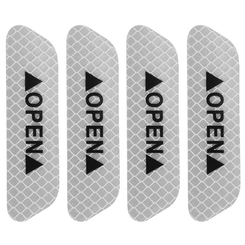 4PCS Super Car Door Open Sticker Reflective Tape Safety Warning White