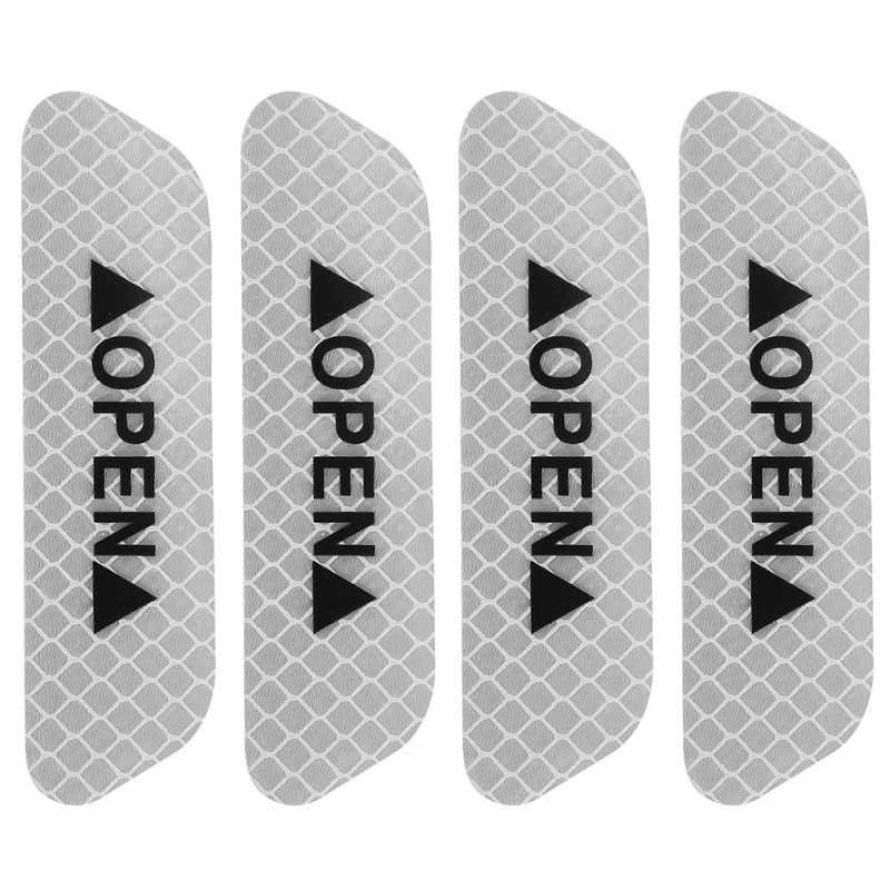 4PCS Super Car Door Open Sticker Reflective Tape Safety Warning White