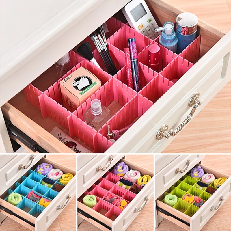 8Pcs Adjustable Drawer Storage Organizer