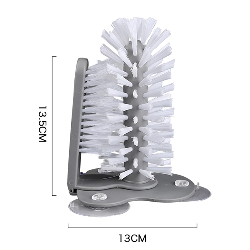 Glass Washer With Double Sided Bristle Brush Cleaner With Suction Cup