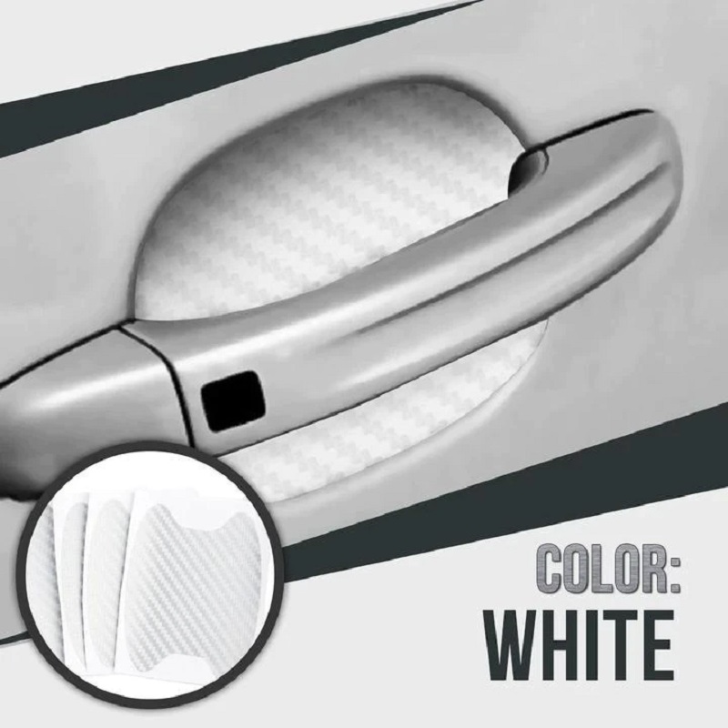 4Pcs Car Door White Fiber Handle Sticker