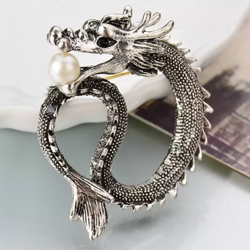 Creative Design Retro Dragon Brooch silver