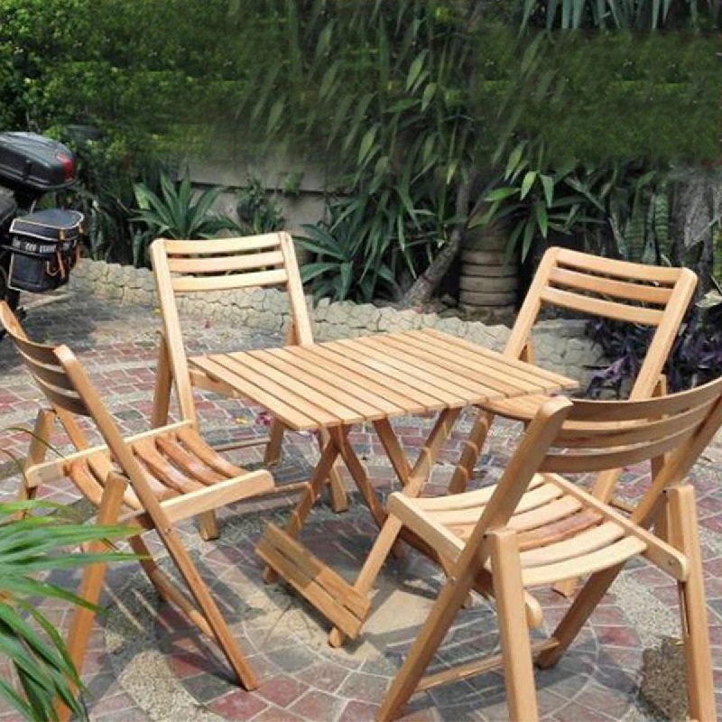 Wooden Folding Square Table With 4 Chairs
