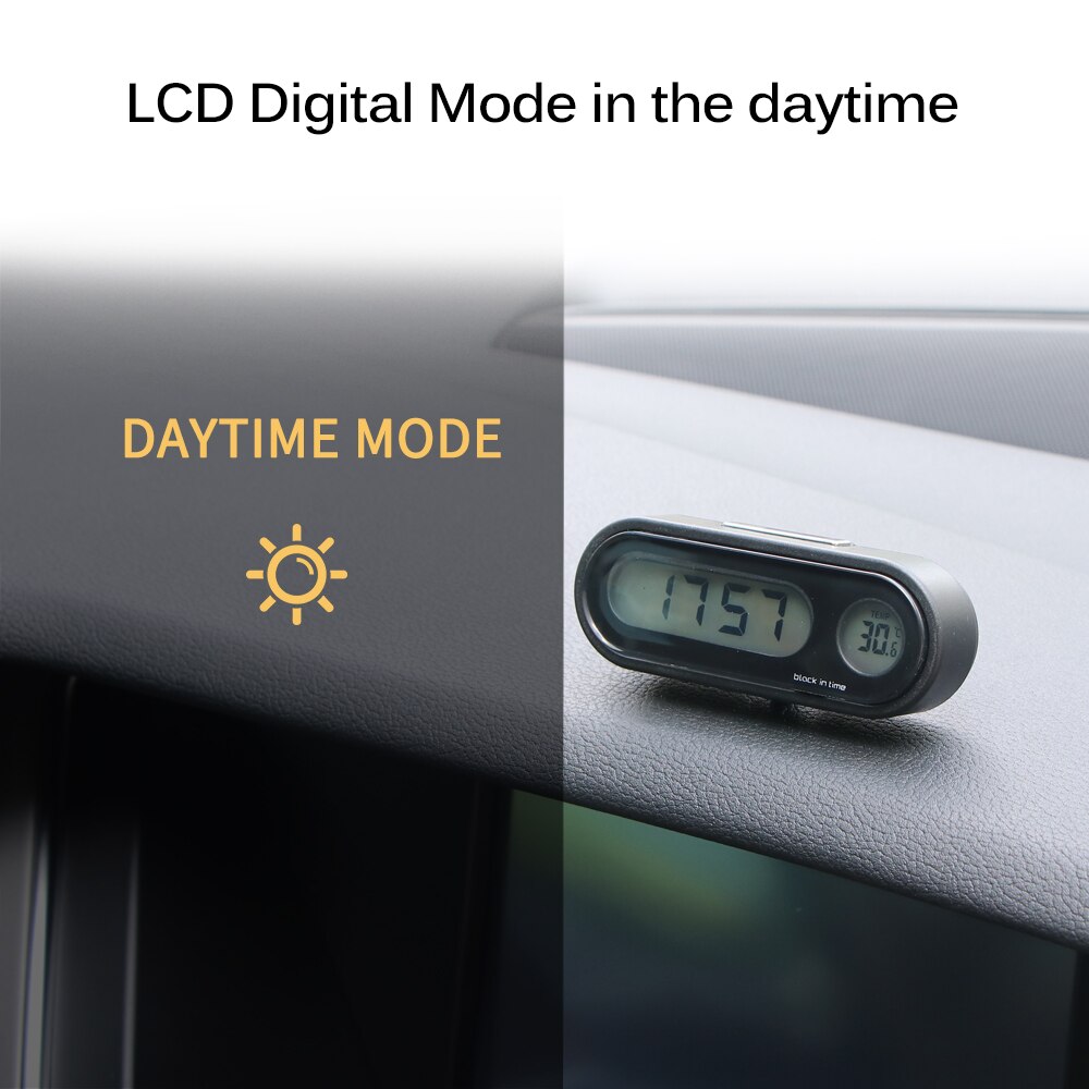 2 in 1 Fashion Car Digital Clock Vehicles Temperature Gauge with LED Backlight