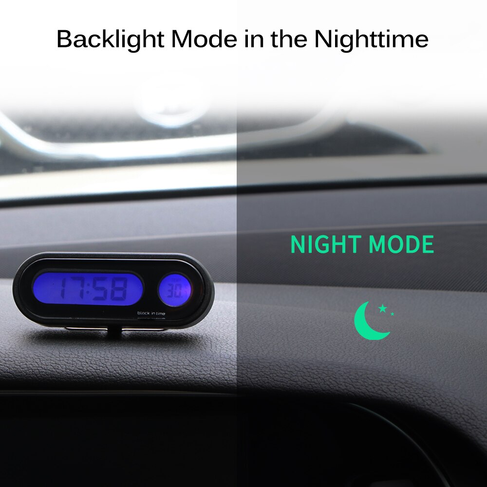 2 in 1 Fashion Car Digital Clock Vehicles Temperature Gauge with LED Backlight