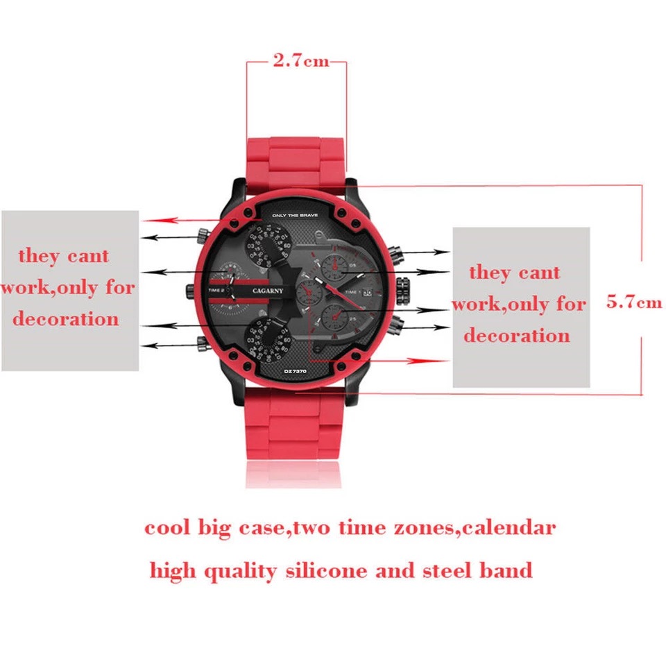 Men Sport Watch with Large Dial, Stainless Steel Analogue watch