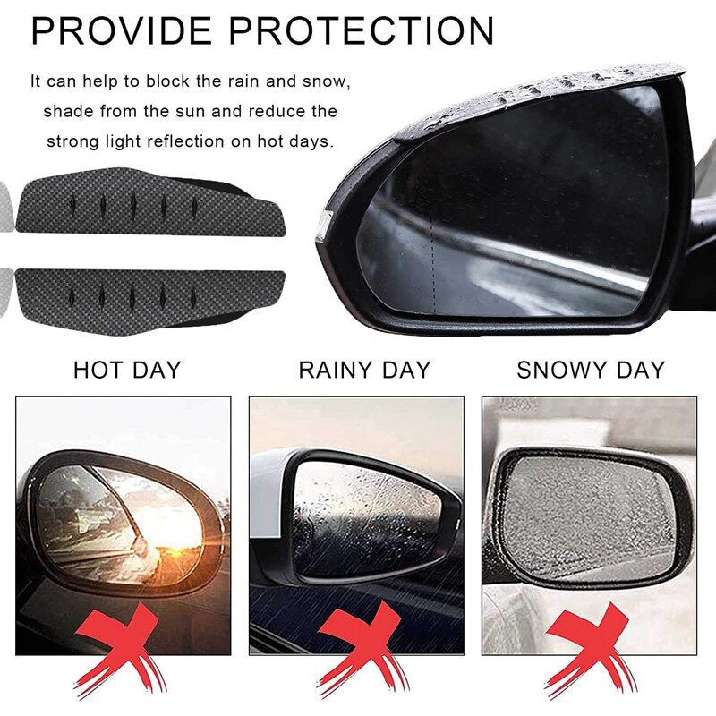 Carbon Fiber Auto Mirror Rain Visor Smoke Guard Car Side Mirror