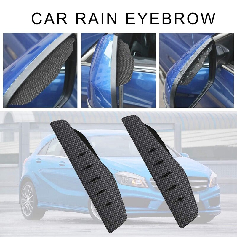 Bohisen 2 Pcs Mirror Rain Visor Smoke Guard, Carbon Fiber Texture Rear View  Side Mirror Rain Eyebrow View Mirror Visor Guard for Most Car, Truck and