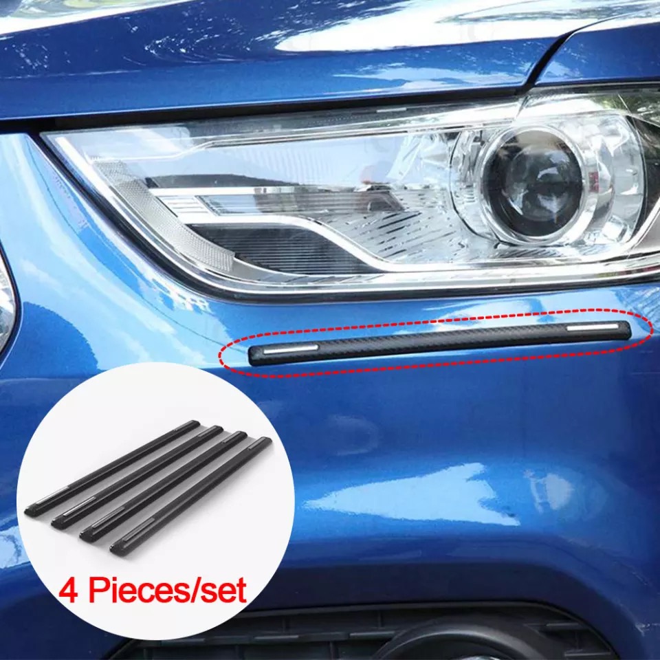 4Pcs Black Carbon Fiber Bumper Anti-Scratch Protector Strips 