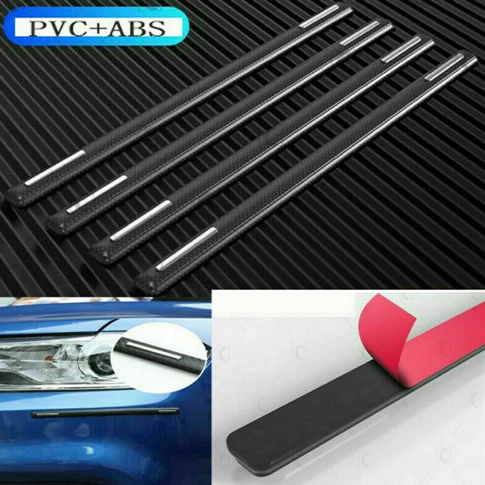 4Pcs Black Carbon Fiber Bumper Anti-Scratch Protector Strips 