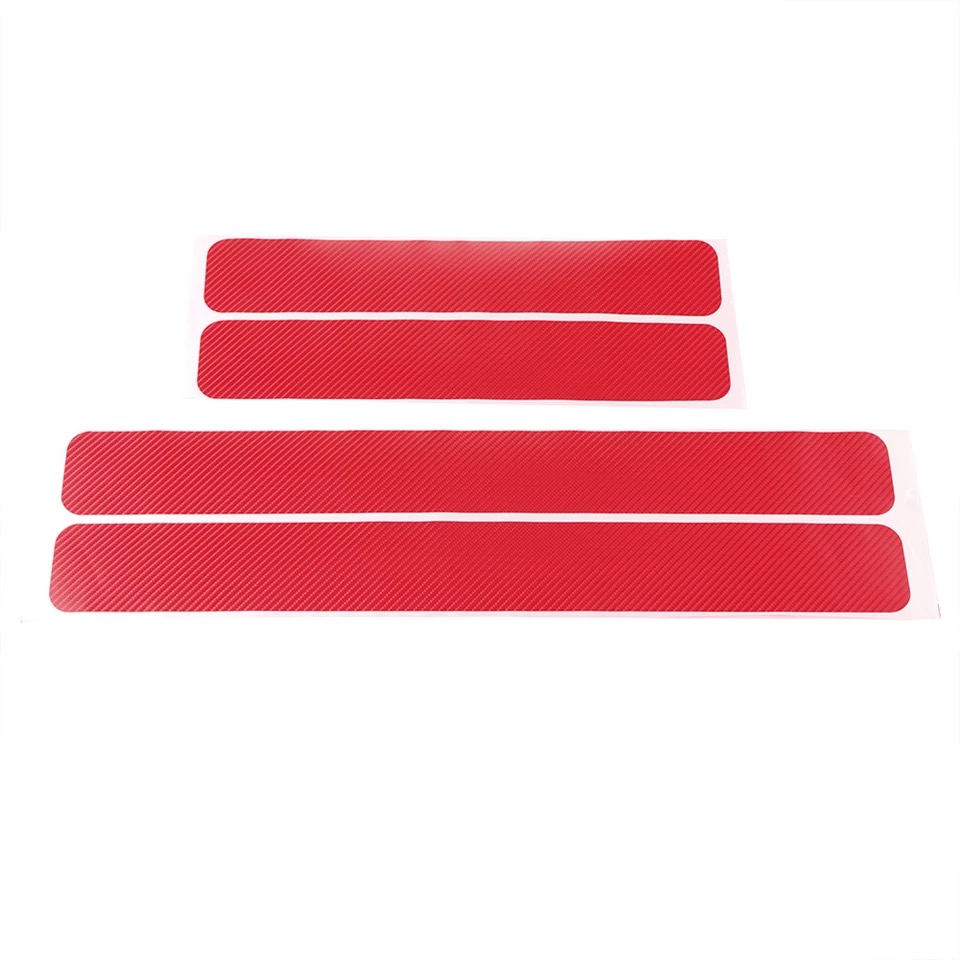 4PCS Car Stickers Universal Anti Scratch Carbon Fiber 60cm x 6.7cm Red