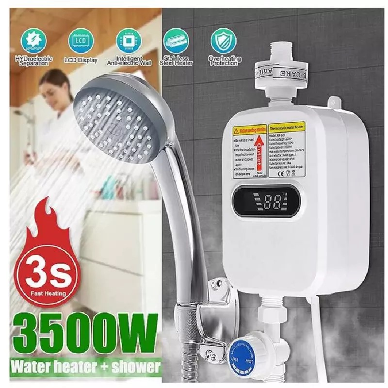 Mini Quick Heater Shower Without Water Storage Water Heater Bathroom Kitchen Wall Mounted Instant LCD Electric Water Heater