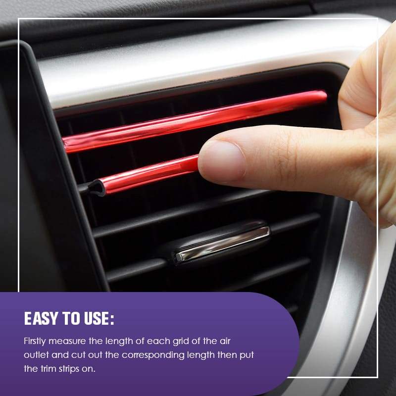 10Pcs Universal Car Air Conditioner Decorative U Shape Moulding Strips Red