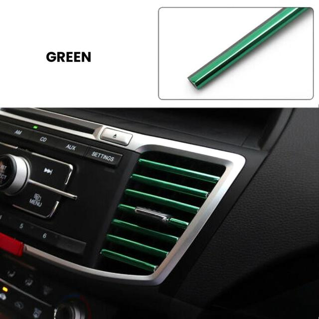 10Pcs Universal Car Air Conditioner Decorative U Shape Moulding Strips Green