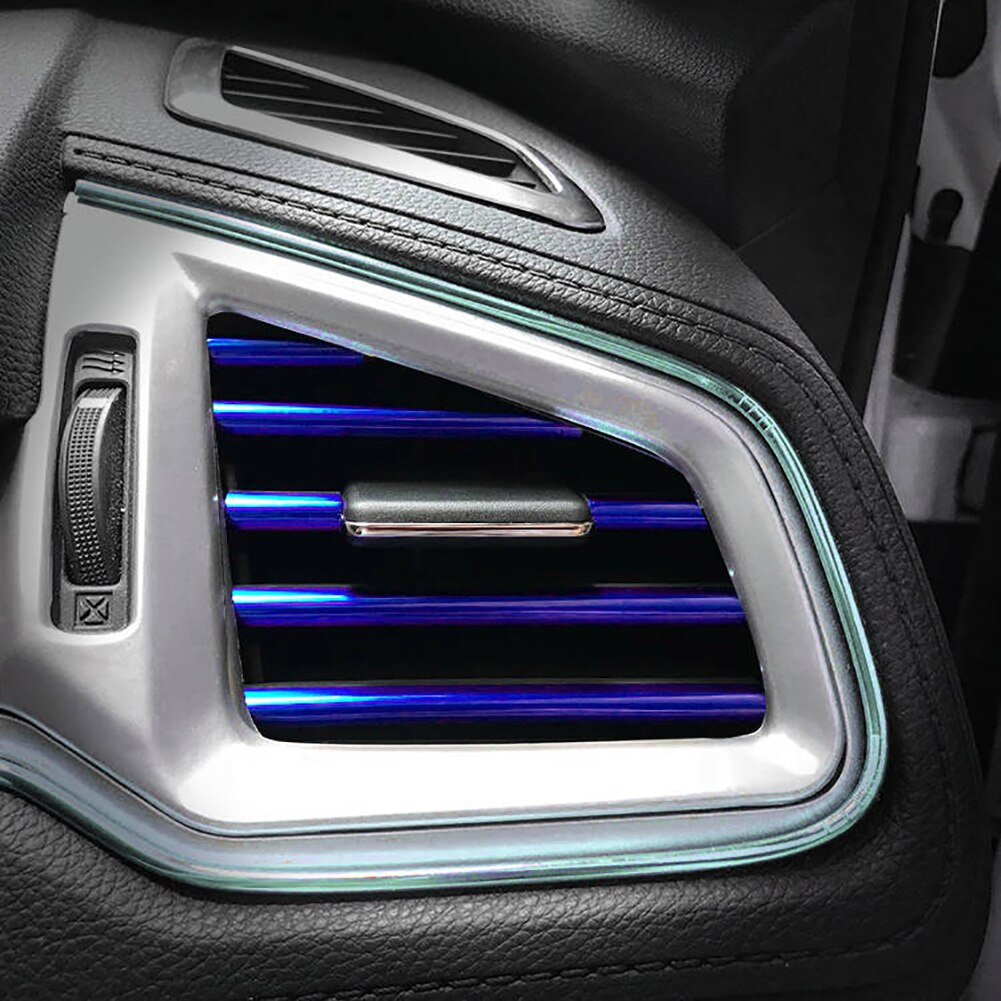 10Pcs Universal Car Air Conditioner Decorative U Shape Moulding Strips Blue