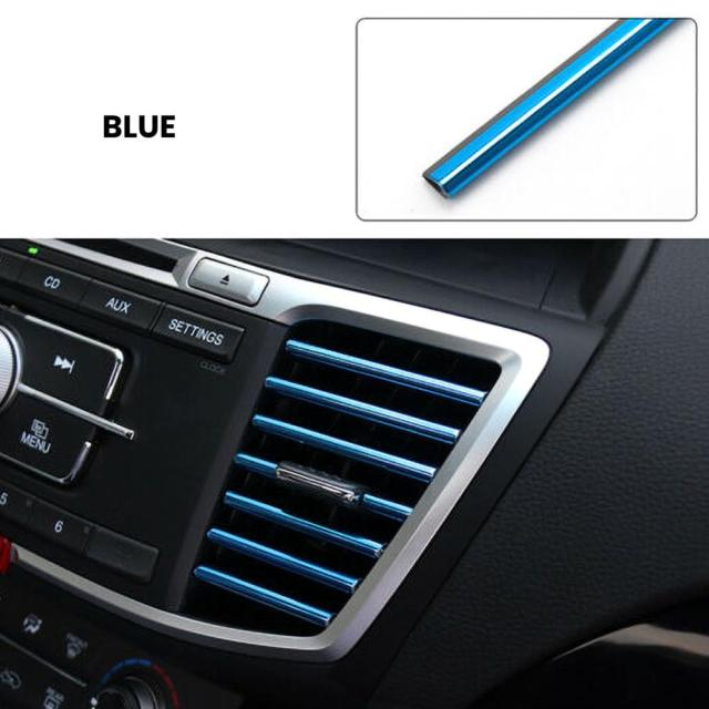 10Pcs Universal Car Air Conditioner Decorative U Shape Moulding Strips Blue