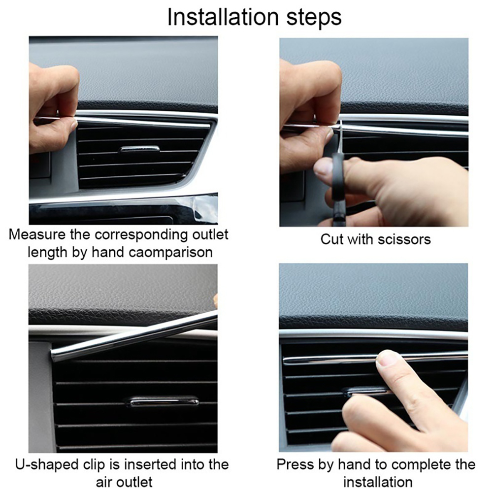 10Pcs Universal Car Air Conditioner Decorative U Shape Moulding Strips Silver