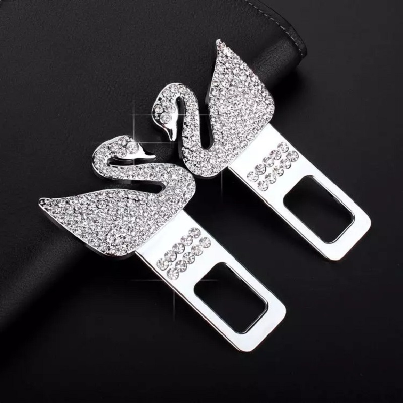 2 Pc Swan Alloy Car Seat Belt Clip Safety Belt 