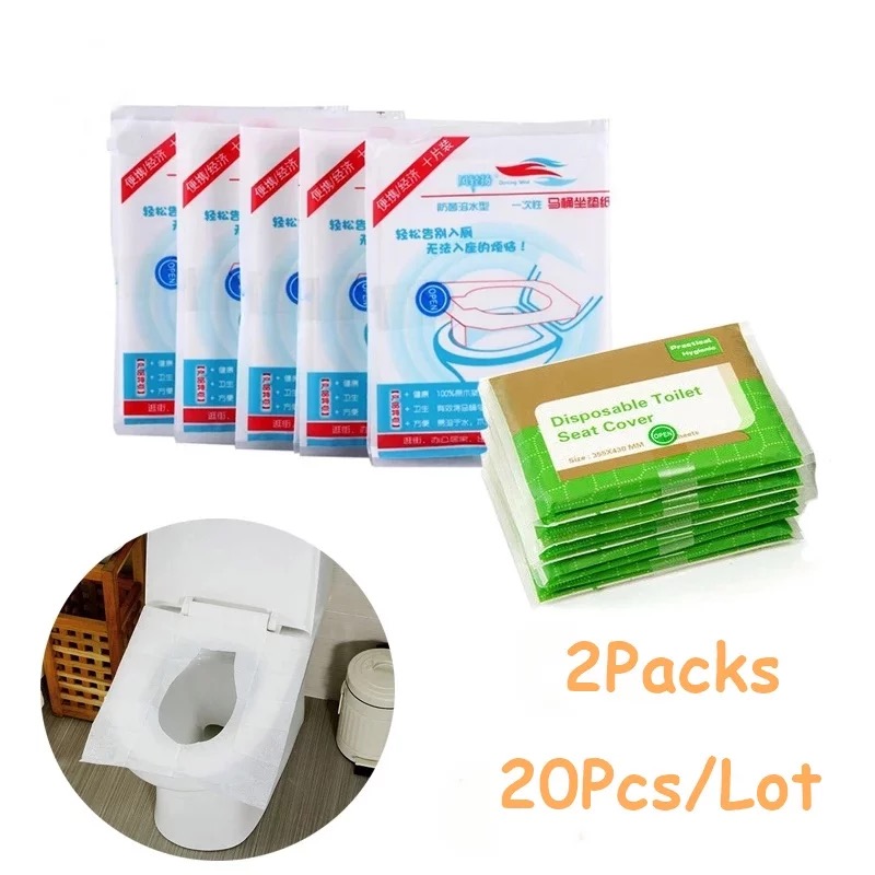 Pack of Two 20 Pcs Portable Disposable Toilet Seat Cover Mat Toilet Paper Pad Bathroom Accessories for home or public convenience