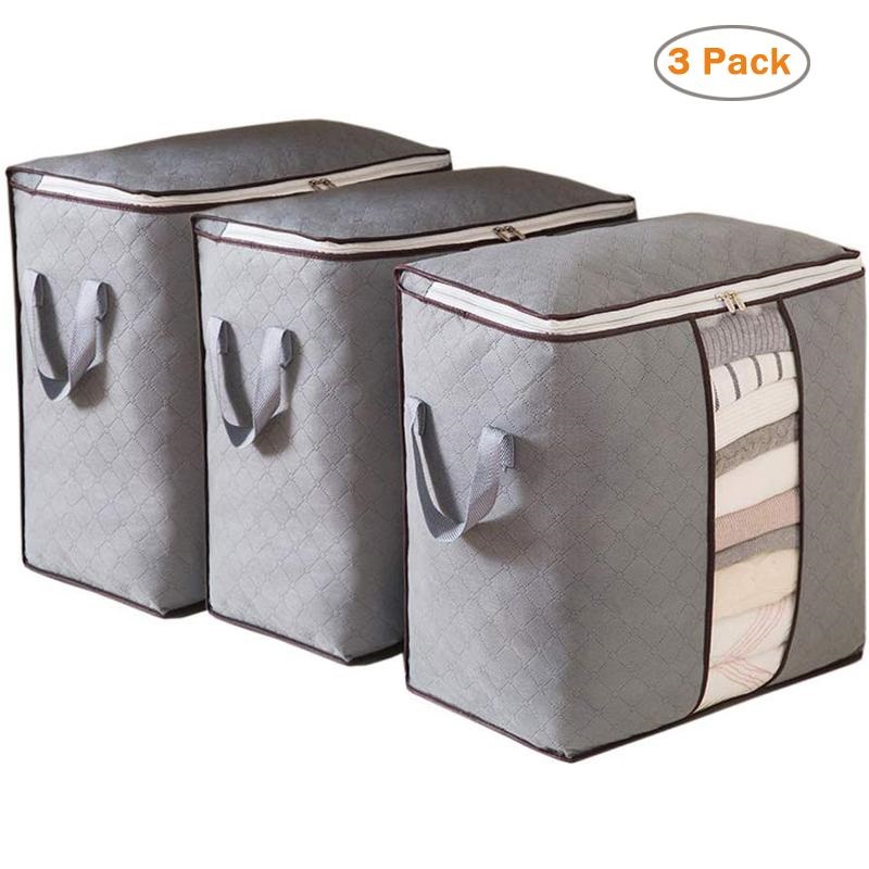 3 Pcs Clothing storage bag closet organizer toy storage bag dustproof quilt closet storage box 18 x18 x 9 Inch