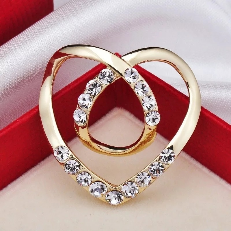 Multi purpose Heart shape Crystal Zircon Scarf Buckle Clip Brooches Bow Scarves Holder clothes knot tier Shawls knotter Jewelry