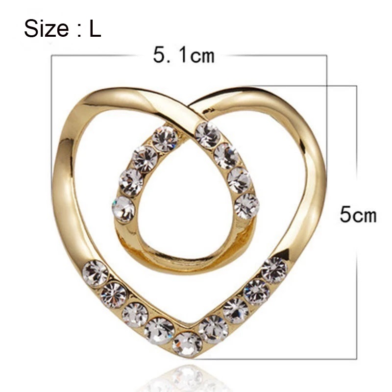 Multi purpose Heart shape Crystal Zircon Scarf Buckle Clip Brooches Bow Scarves Holder clothes knot tier Shawls knotter Jewelry