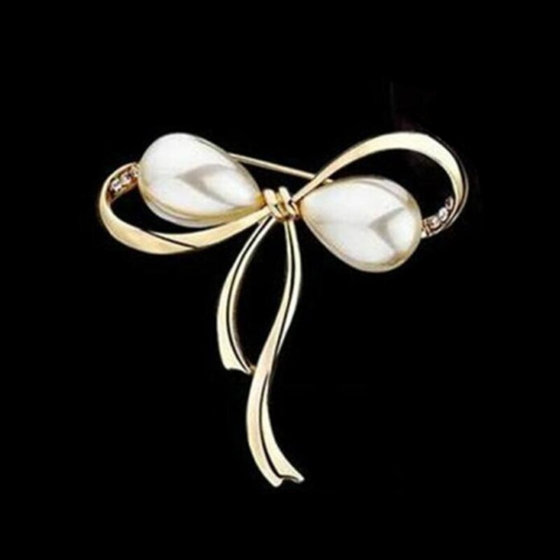 Bow Brooches Rhinestone Imitation Pearls Brooch Pin for Women Vintage Large Broches Fashion Jewelry Elegant Accessories Gift