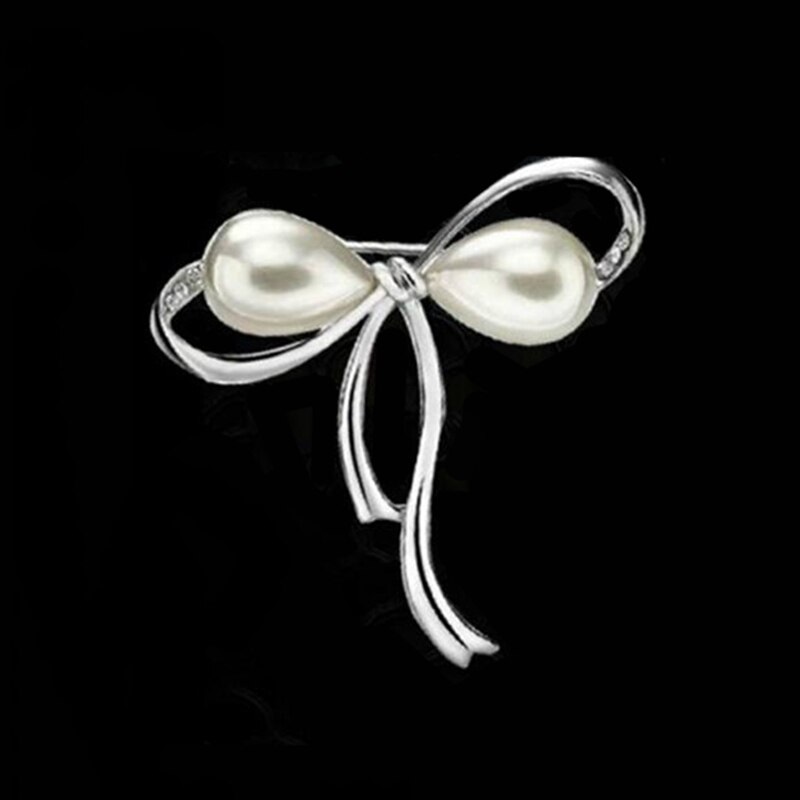Bow Brooches Rhinestone Imitation Pearls Brooch Pin for Women Vintage Large Broches Fashion Jewelry Elegant Accessories Gift