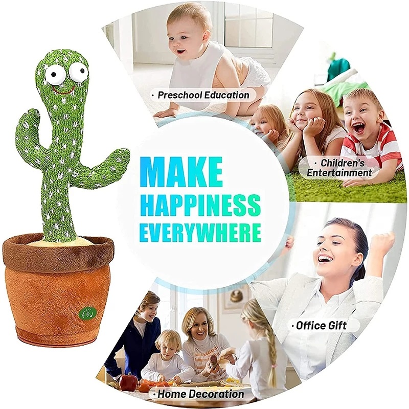 Dancing Cactus Early Childhood Education Toy Kids Room Decoration Toys With Light Up And Music Light Up Toys 