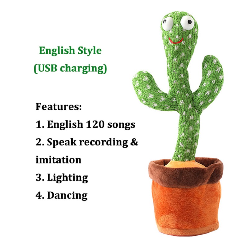 Dancing Cactus Early Childhood Education Toy Kids Room Decoration Toys With Light Up And Music Light Up Toys 