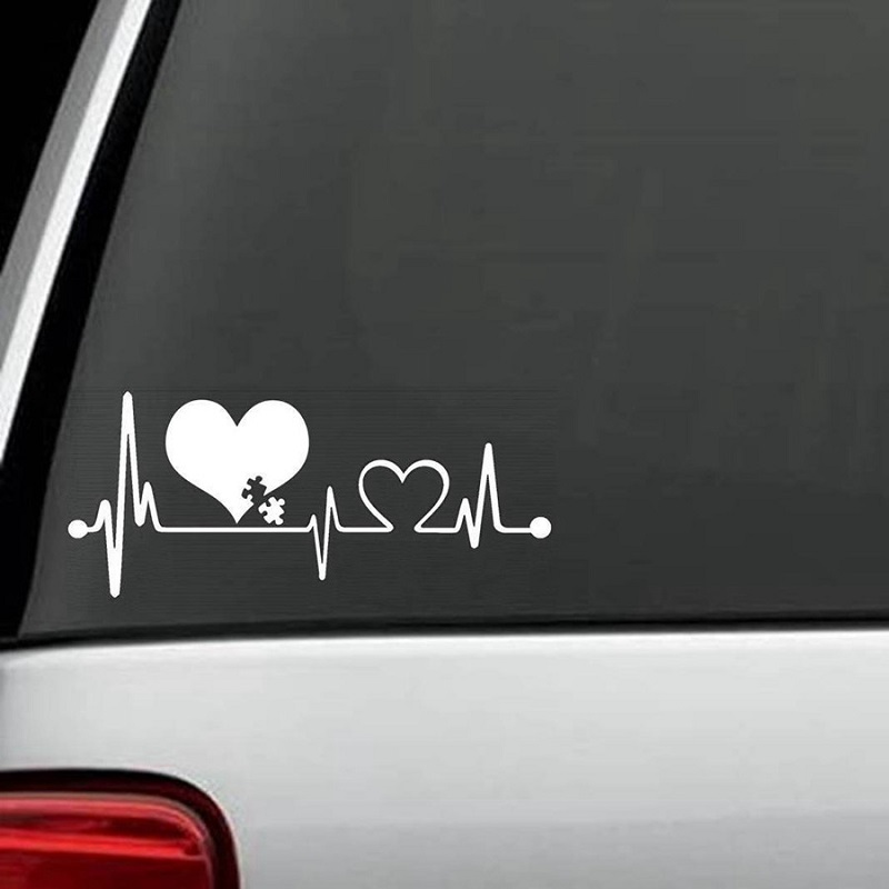 Heartbeat Lifeline Monitor Screen Car Sticker White
