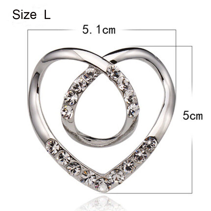 Multi purpose Heart shape Crystal Zircon Scarf Buckle Clip Brooches Bow Scarves Holder clothes knot tier Shawls knotter Jewelry