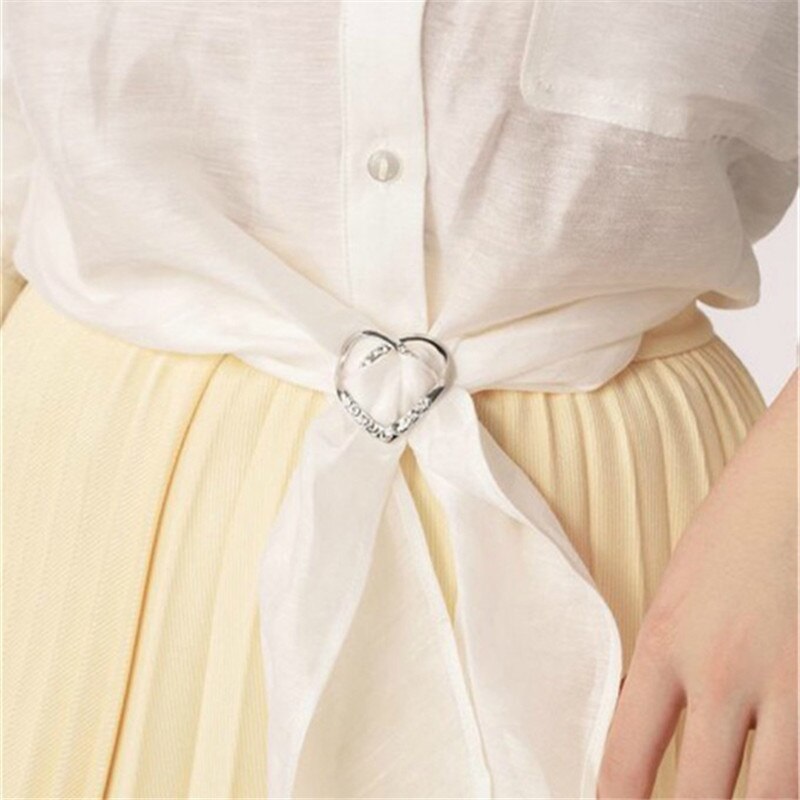 Multi purpose Heart shape Crystal Zircon Scarf Buckle Clip Brooches Bow Scarves Holder clothes knot tier Shawls knotter Jewelry